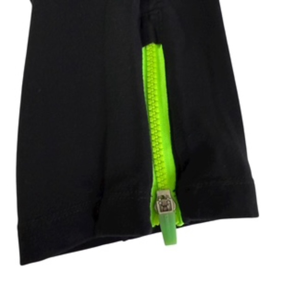 Calvin Klein Performance Quick Dry Lime Green Calf Zipper Capri Leggings Sz XL - Picture 5 of 7